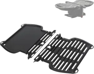 2-Pack Griddle & Grate for nomadiQ Portable Propane Gas Grill with Protective Cover, Heavy-Duty Steel Griddle Pan for nomadiQ Portable BBQ Grill, Grilling Accessories Replacement Parts Carrying Strap