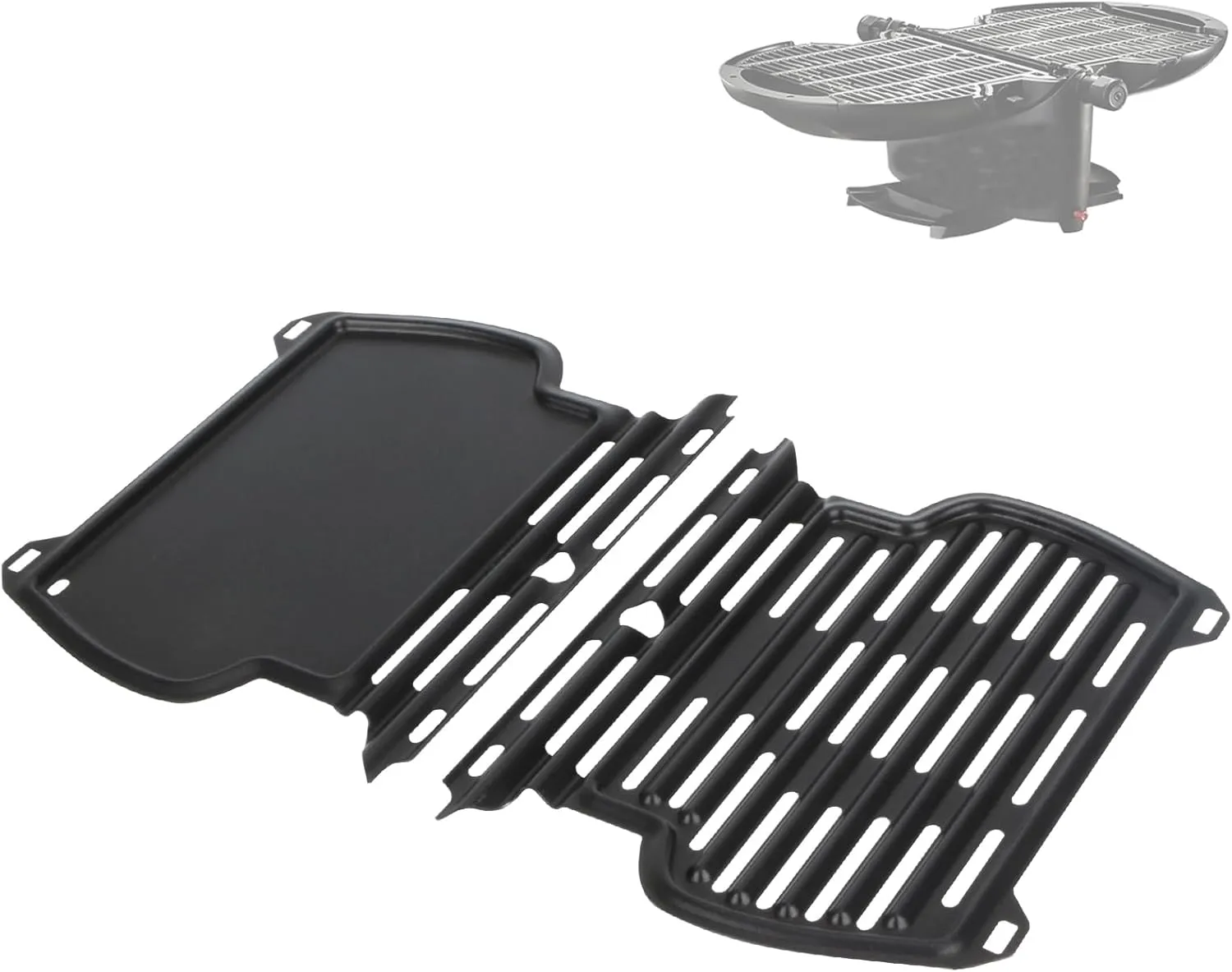 2-Pack Griddle & Grate for nomadiQ Portable Propane Gas Grill with Protective Cover, Heavy-Duty Steel Griddle Pan for nomadiQ Portable BBQ Grill, Grilling Accessories Replacement Parts Carrying Strap