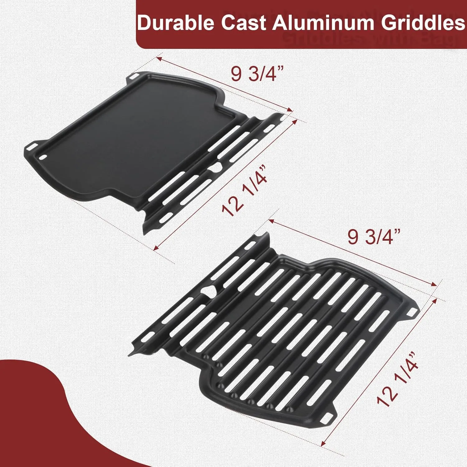 2-Pack Griddle & Grate for nomadiQ Portable Propane Gas Grill with Protective Cover, Heavy-Duty Steel Griddle Pan for nomadiQ Portable BBQ Grill, Grilling Accessories Replacement Parts Carrying Strap