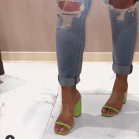 Abigail - Lime Single Strap Heels