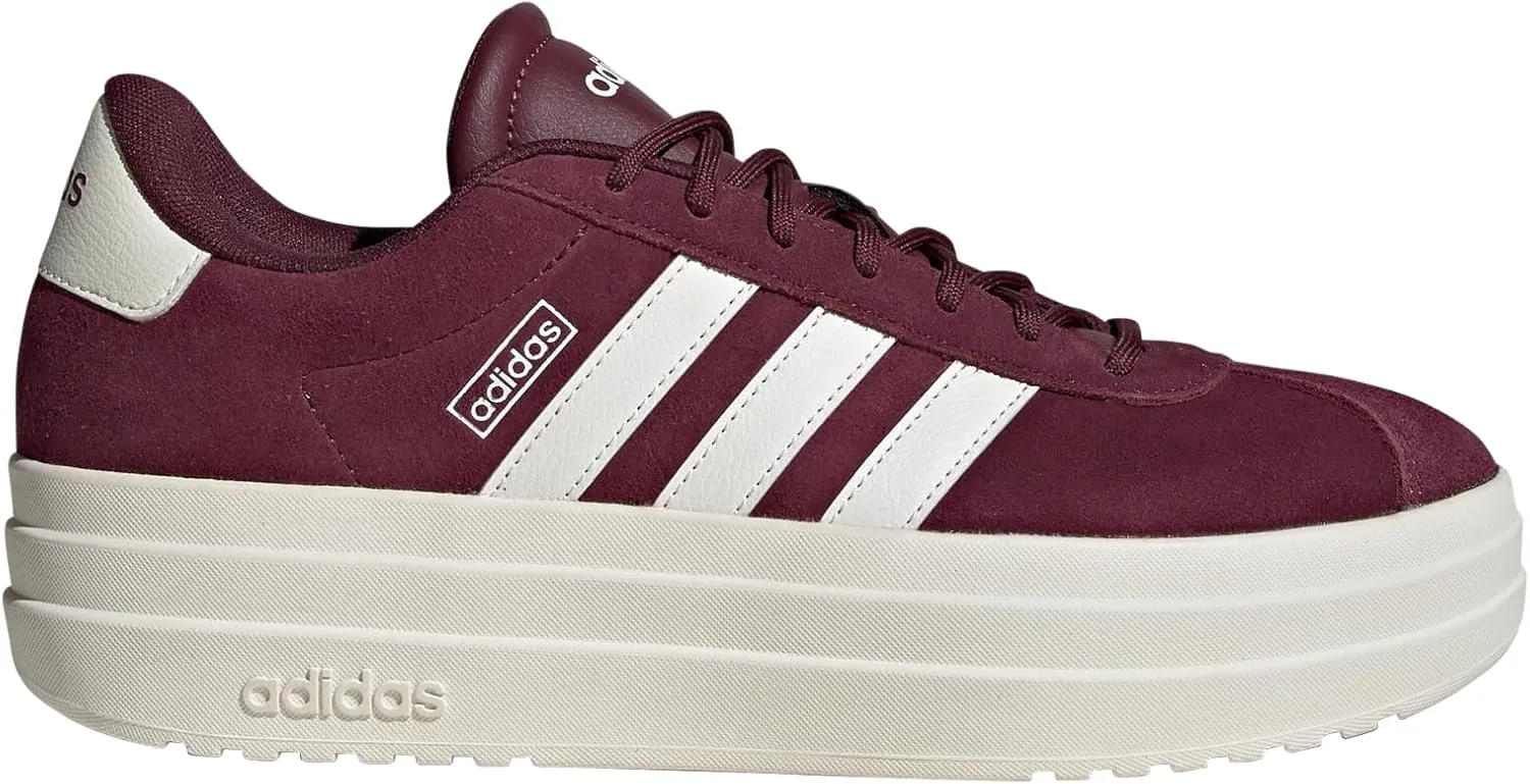 adidas Women's VL Court Sneaker, Maroon/White/Off-White, 7.5
