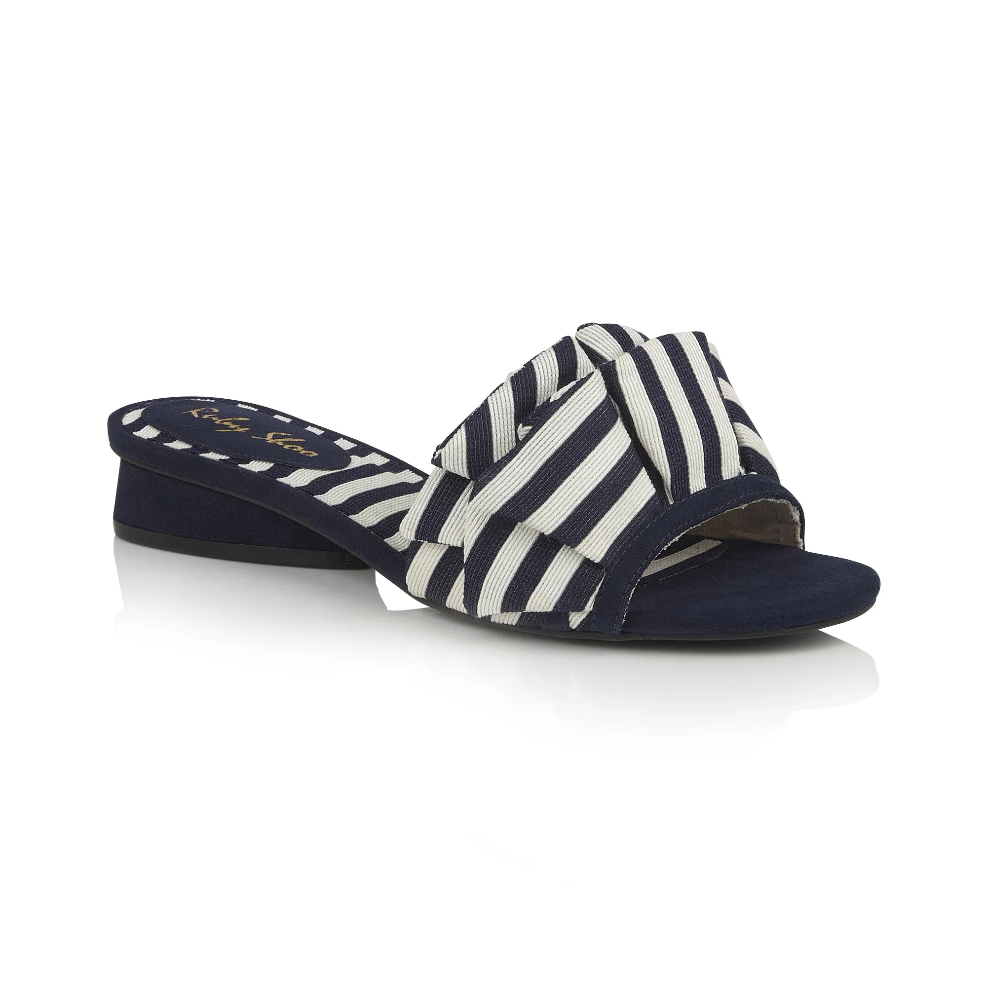 Alena Navy Blue Stripe Slider by Ruby Shoo