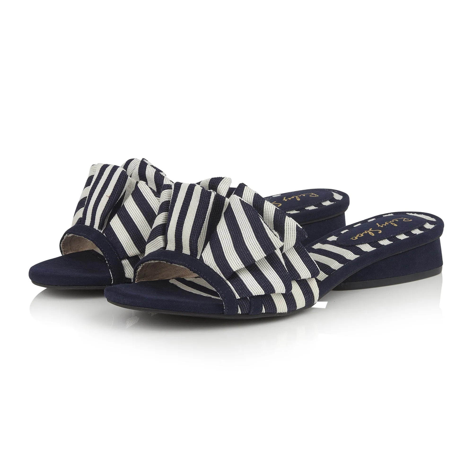 Alena Navy Blue Stripe Slider by Ruby Shoo