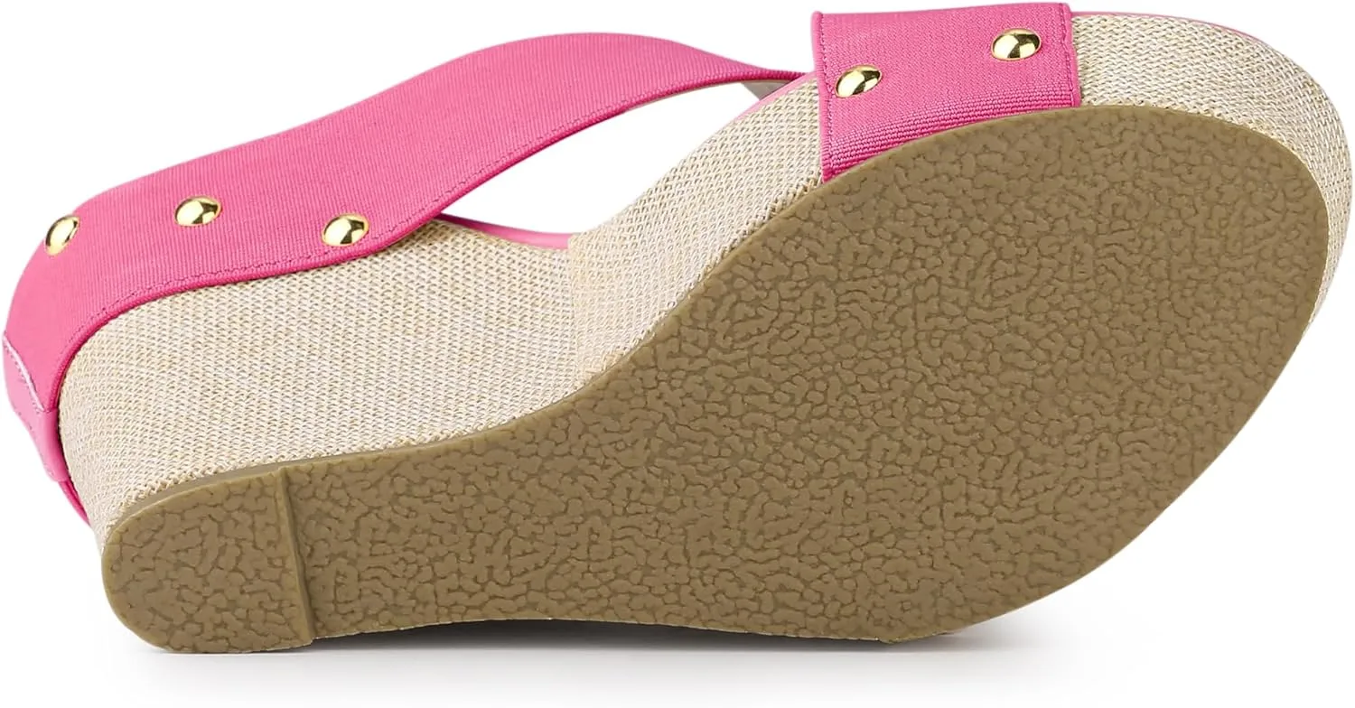 Allegra K Women's Platform Slide Wedge Sandals