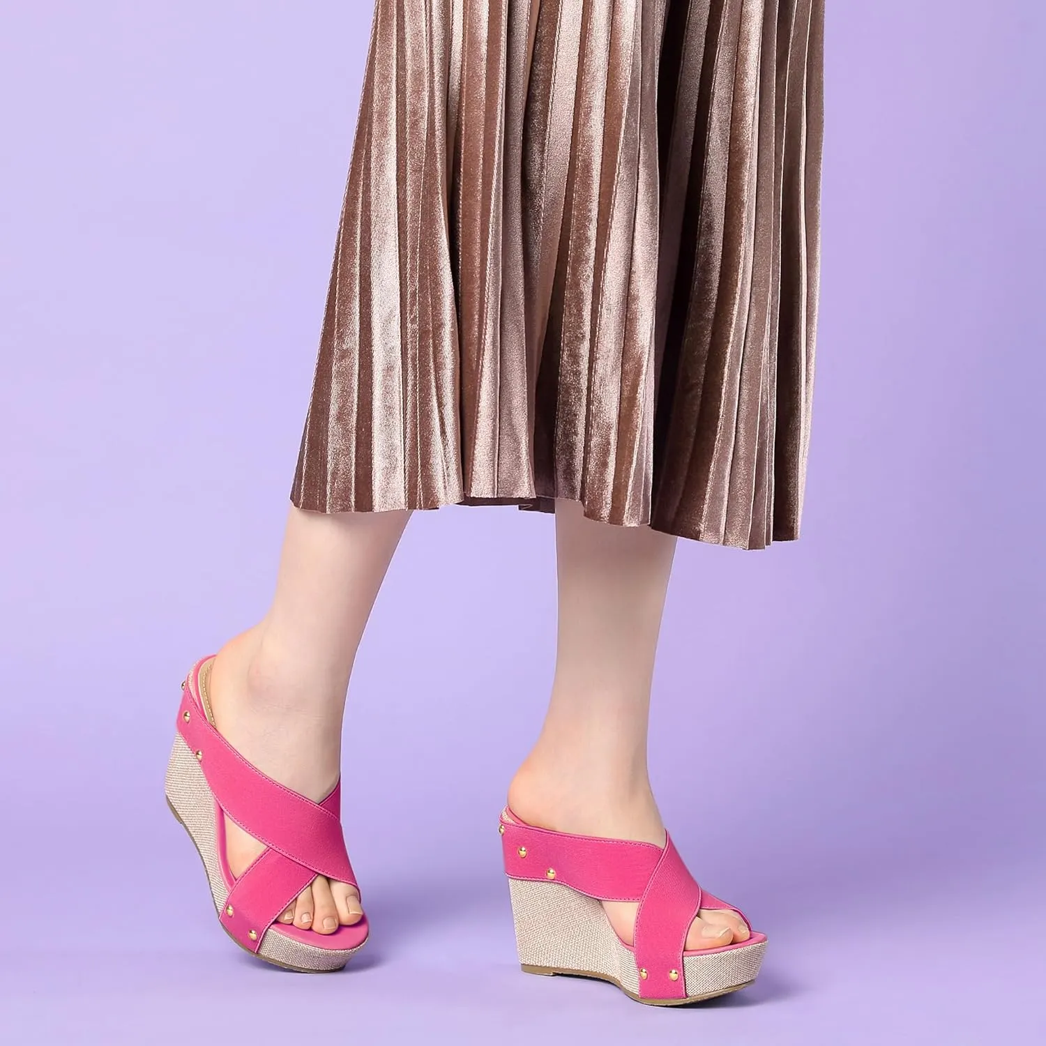 Allegra K Women's Platform Slide Wedge Sandals