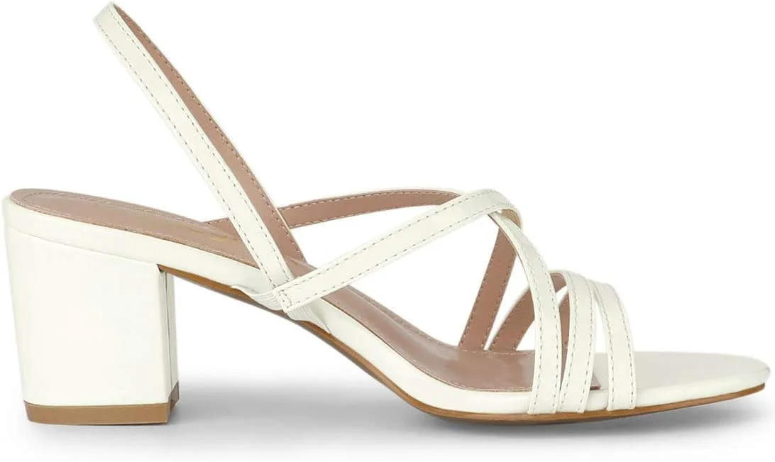 Allegra K Women's Strappy Slingback Chunky Heels Slide Sandals