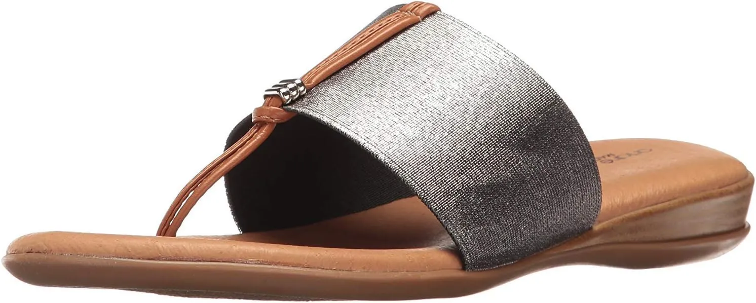 Andre Assous Womens Nice Elastic Pewter Slide - 8