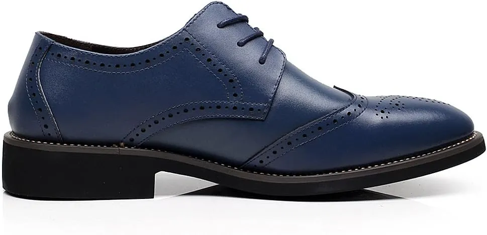 ANUFER Mens British Style Wingtip Brogue Dress Shoes Elegant Pointed Toe Derbies