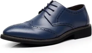 ANUFER Mens British Style Wingtip Brogue Dress Shoes Elegant Pointed Toe Derbies