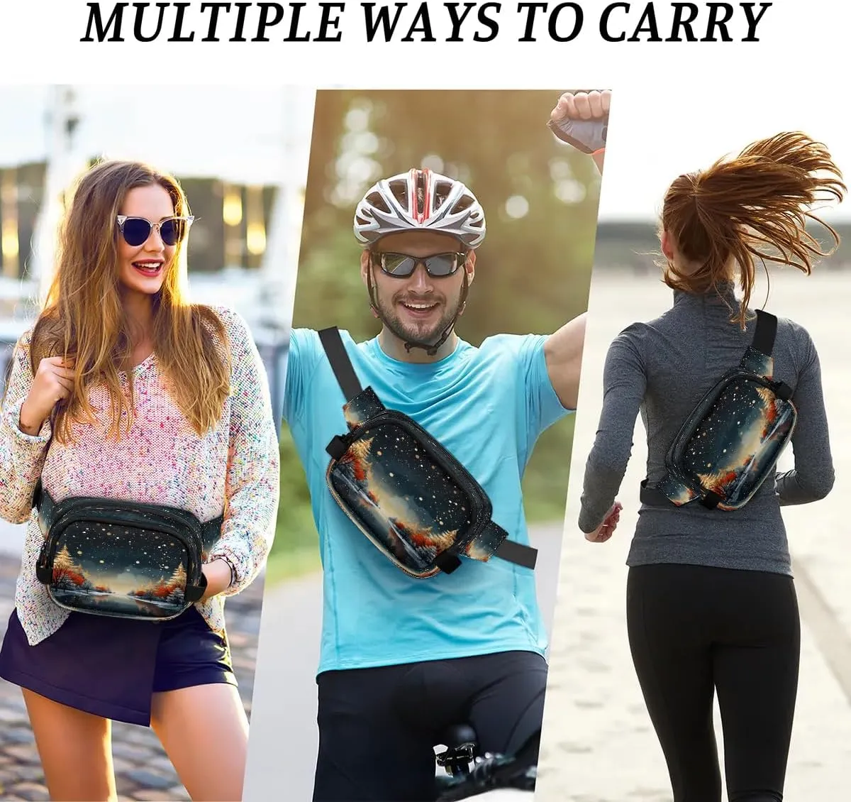 Art Abstract Printing Fanny Packs for Women Men Waterproof Waist Bag with Adjustable Strap Belt Bag for Travel Running Hiking