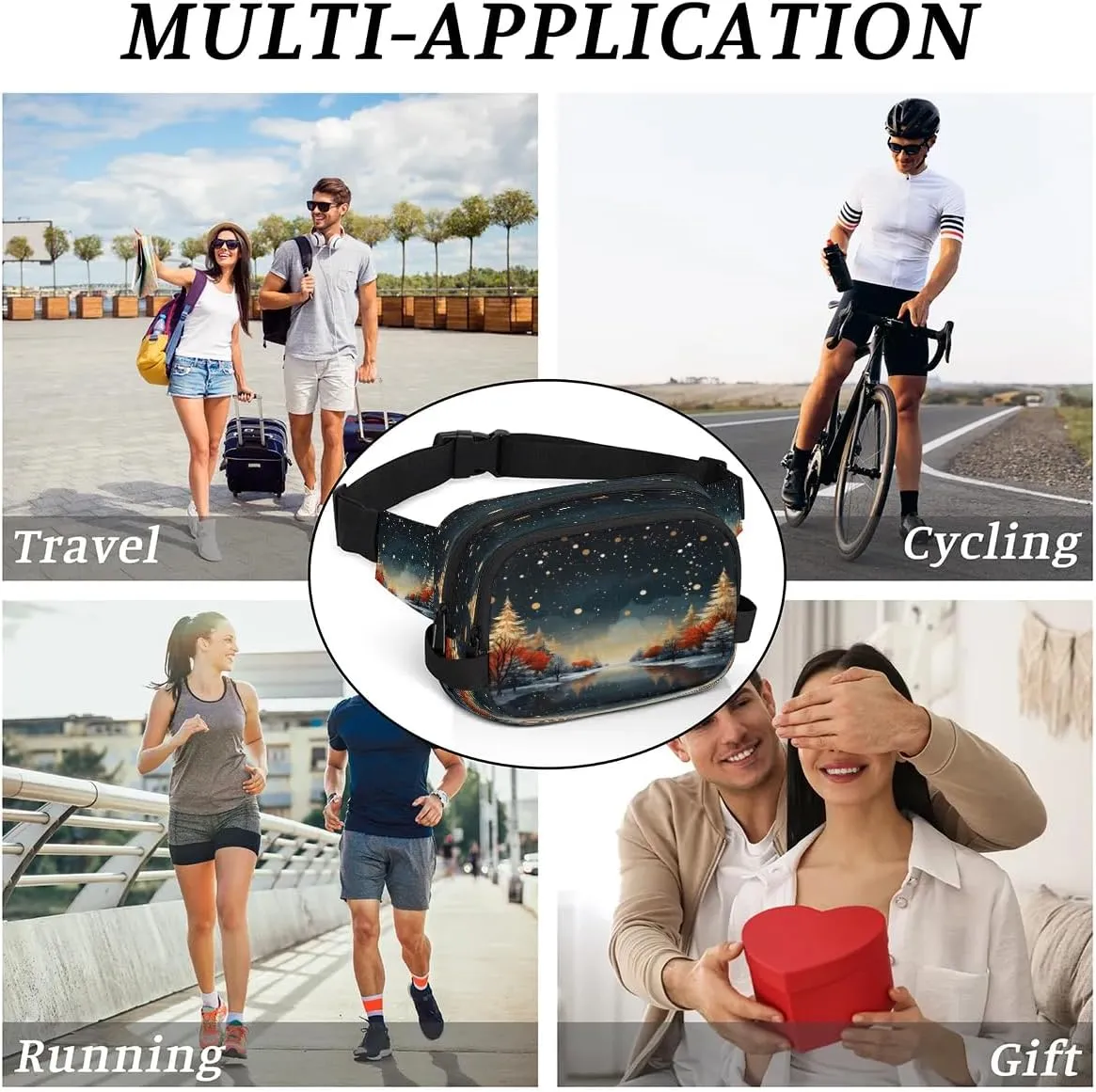 Art Abstract Printing Fanny Packs for Women Men Waterproof Waist Bag with Adjustable Strap Belt Bag for Travel Running Hiking