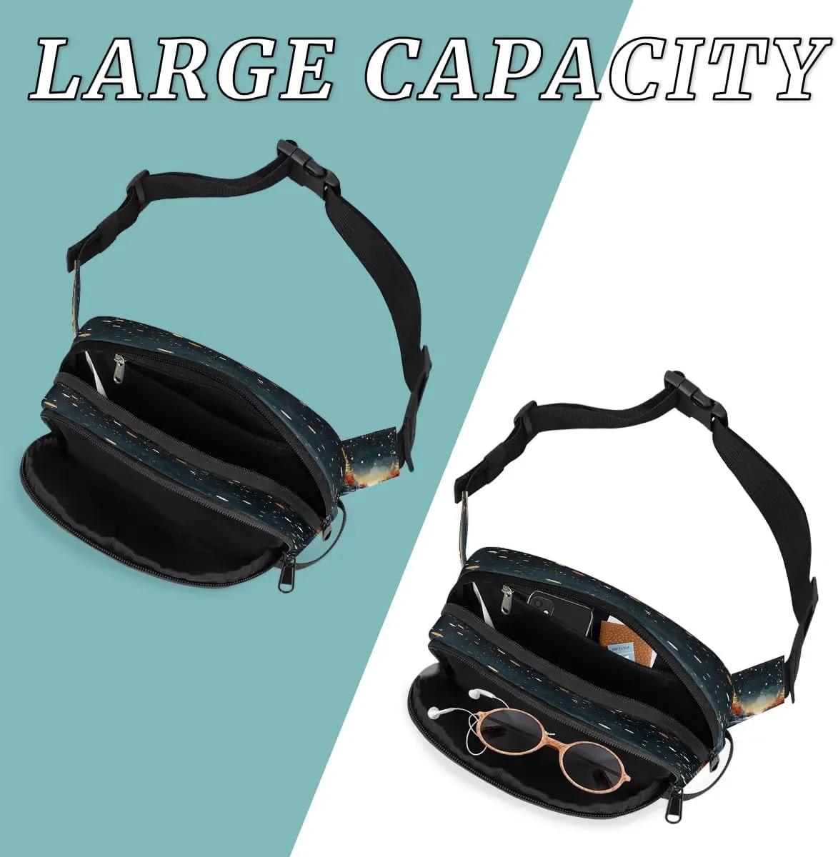 Art Abstract Printing Fanny Packs for Women Men Waterproof Waist Bag with Adjustable Strap Belt Bag for Travel Running Hiking