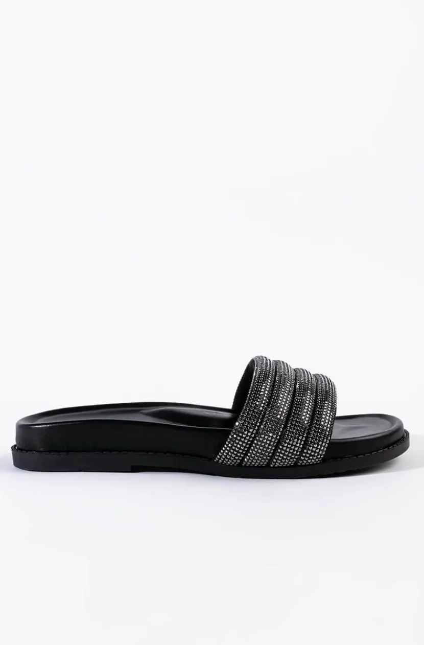AZALEA WANG UNWIND WITH ME FLAT SANDAL IN BLACK