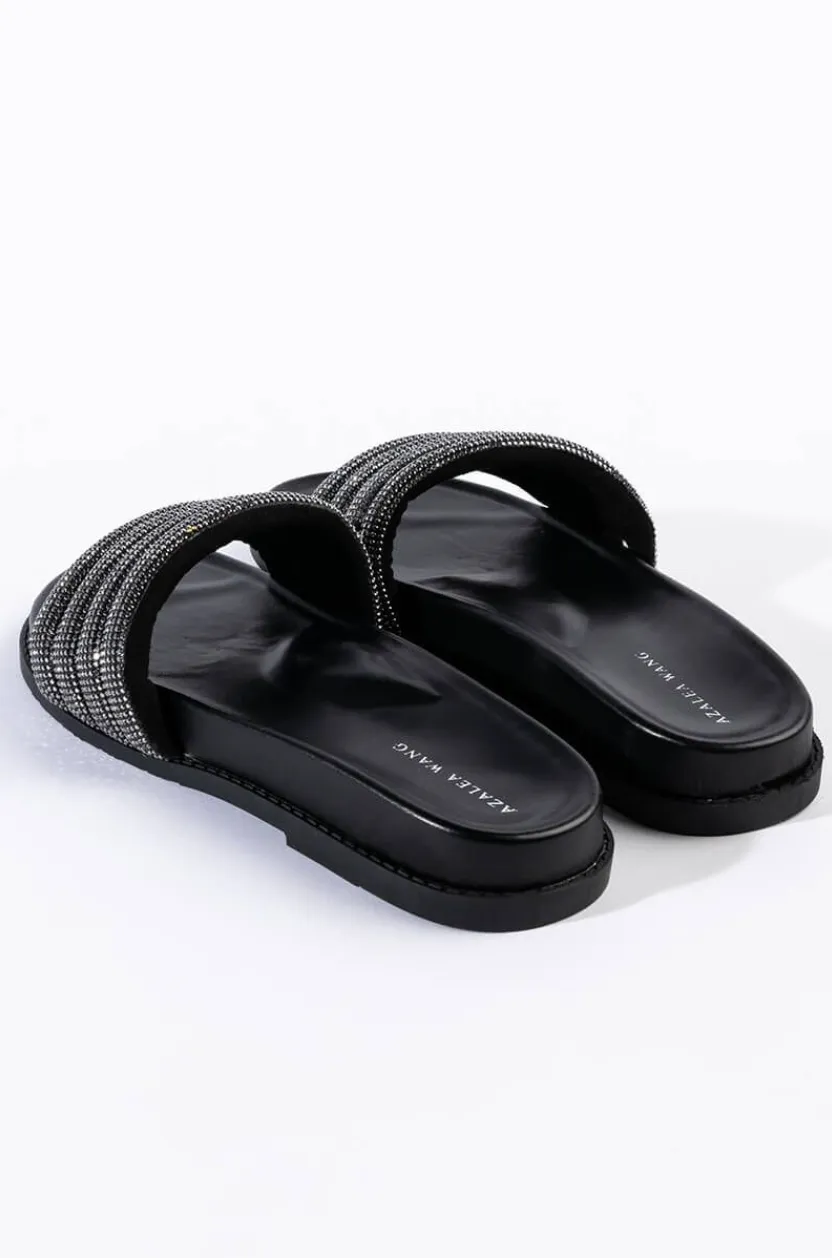 AZALEA WANG UNWIND WITH ME FLAT SANDAL IN BLACK