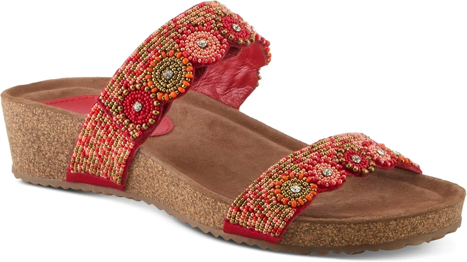 Azura Bahama Slide Sandals | Women's Footwear with Beads, Crystals & Cork Wedge