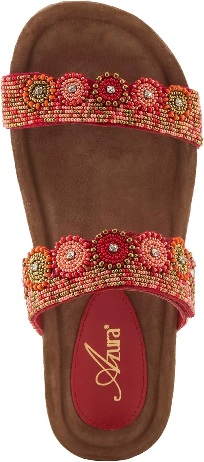 Azura Bahama Slide Sandals | Women's Footwear with Beads, Crystals & Cork Wedge