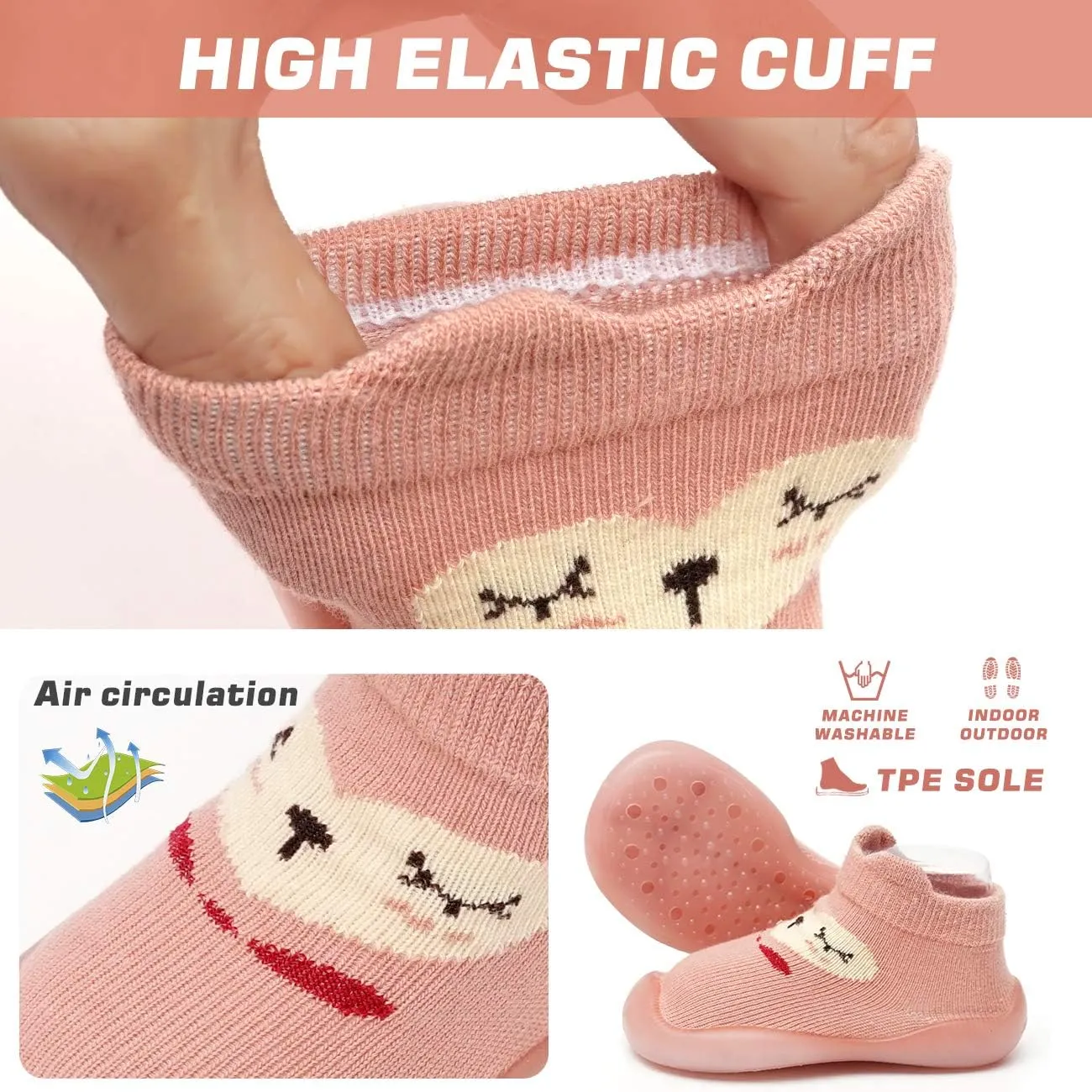 Baby Toddler Slippers Socks Non-Skid Soft Sole Infant Boys Girls Slippers Socks First Walker Breathable Indoor Floor Shoes Socks