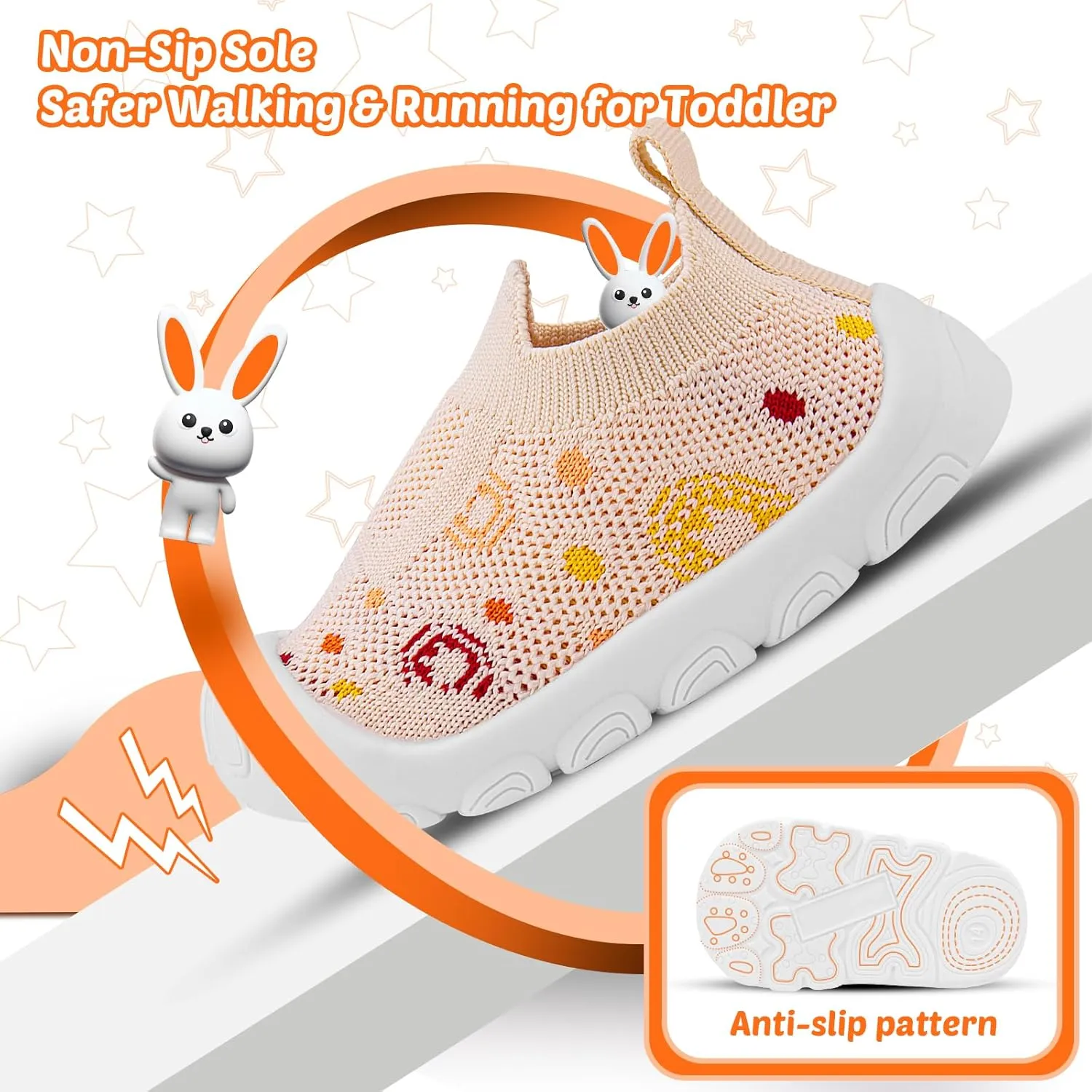 Baby Walking Shoes Toddler Girl Boy Soft Sole Breathable Cotton Canvas Shoes Infant Lightweight Non-Slip Safer Slip-on First Walkers Shoes Casual Tennis Wide Sneakers Rubber Soles Running Outdoor