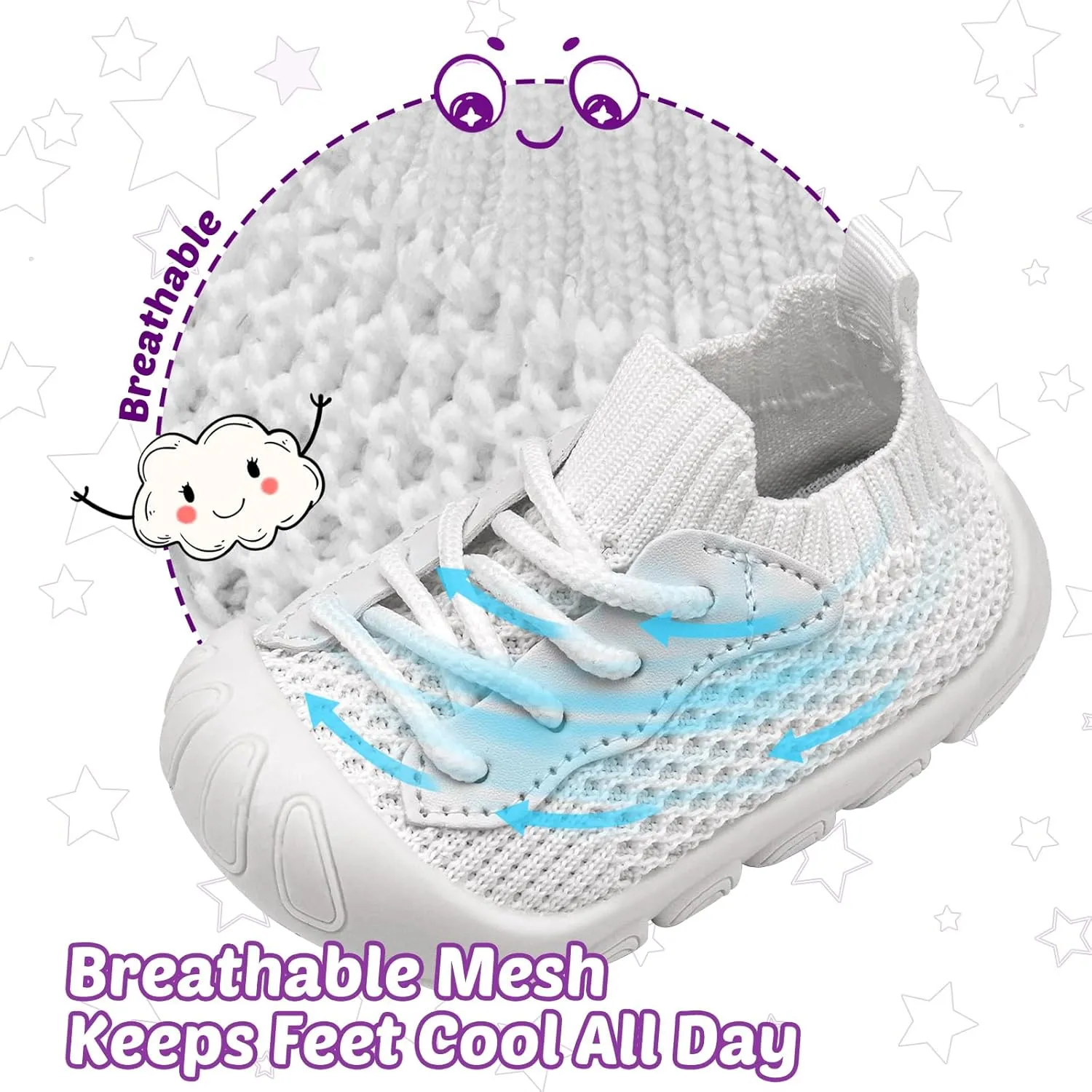 Baby Walking Shoes Toddler Girl Boy Soft Sole Breathable Cotton Canvas Shoes Infant Lightweight Non-Slip Safer Slip-on First Walkers Shoes Casual Tennis Wide Sneakers Rubber Soles Running Outdoor