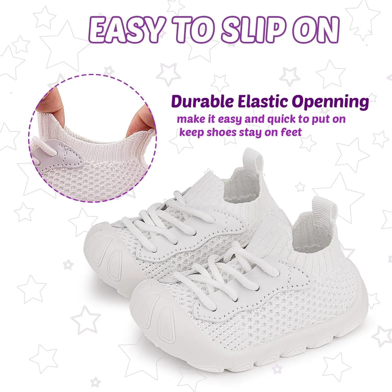 Baby Walking Shoes Toddler Girl Boy Soft Sole Breathable Cotton Canvas Shoes Infant Lightweight Non-Slip Safer Slip-on First Walkers Shoes Casual Tennis Wide Sneakers Rubber Soles Running Outdoor