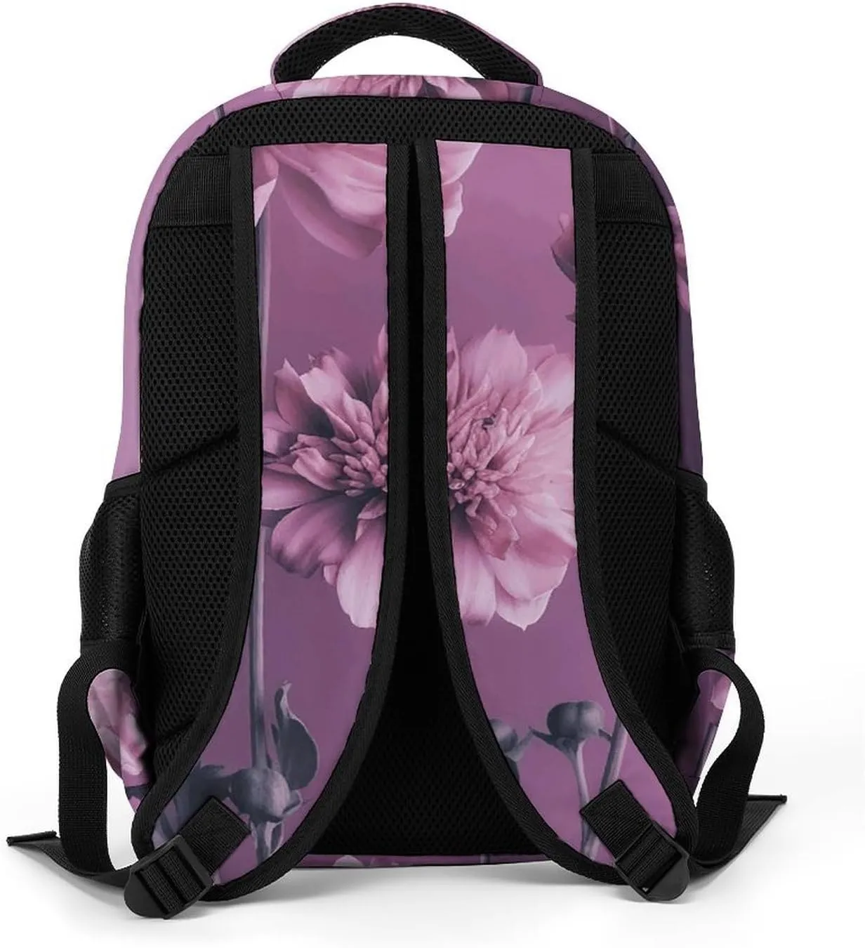 Backpack for Men Women Laptop Backpack Flowers on Purple Background Casual Daypack Laptop Bag for Travel
