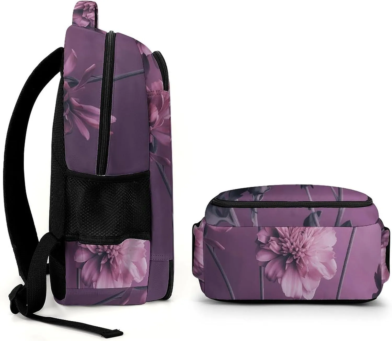 Backpack for Men Women Laptop Backpack Flowers on Purple Background Casual Daypack Laptop Bag for Travel
