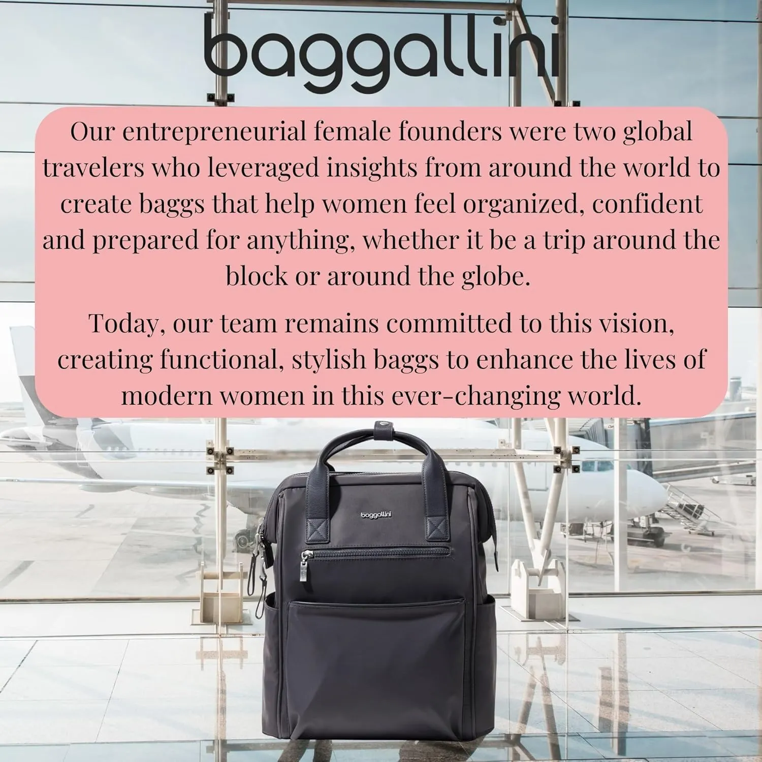 Baggallini Soho Backpack - Travel Laptop Backpack for Women - Lightweight Water-Resistant Luggage Bag, Smoke