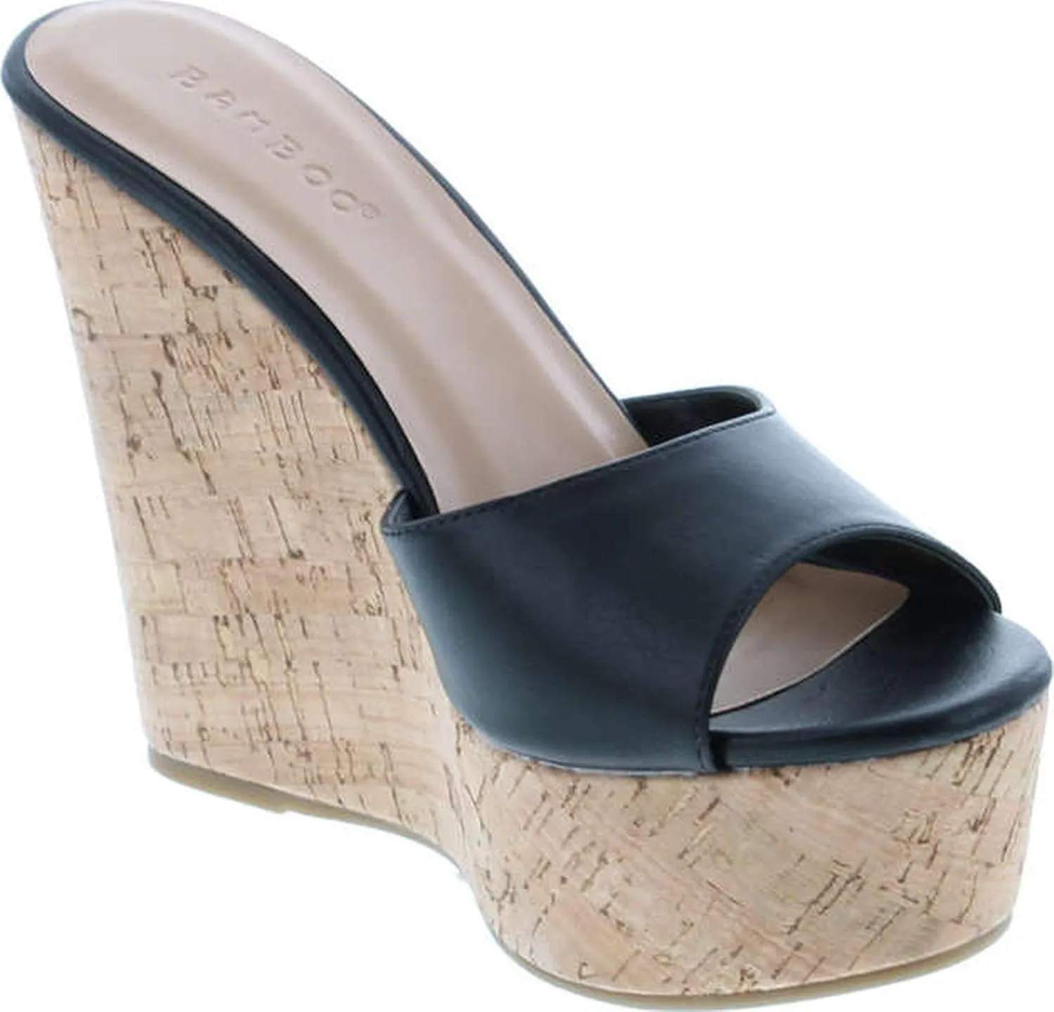 BAMBOO® Women's Clear Band Platform Wedge Slide