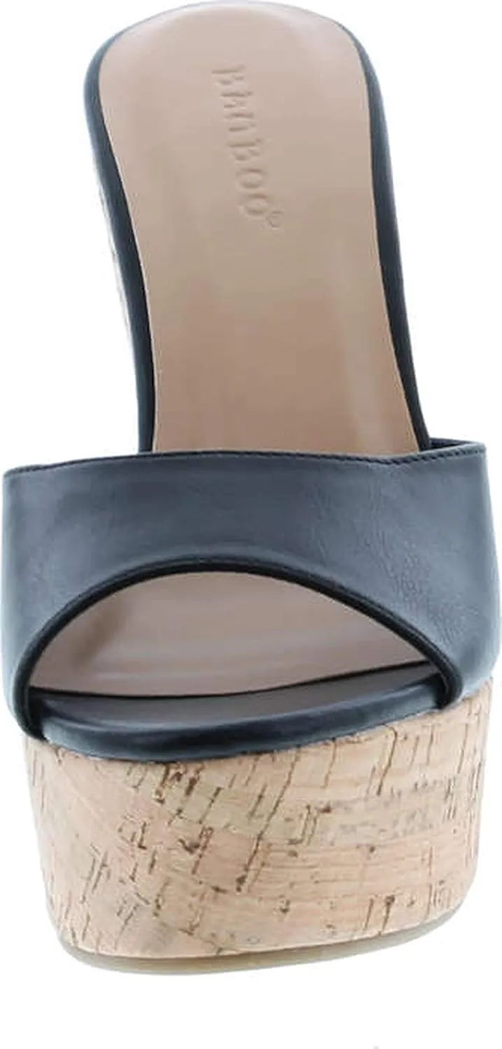 BAMBOO® Women's Clear Band Platform Wedge Slide