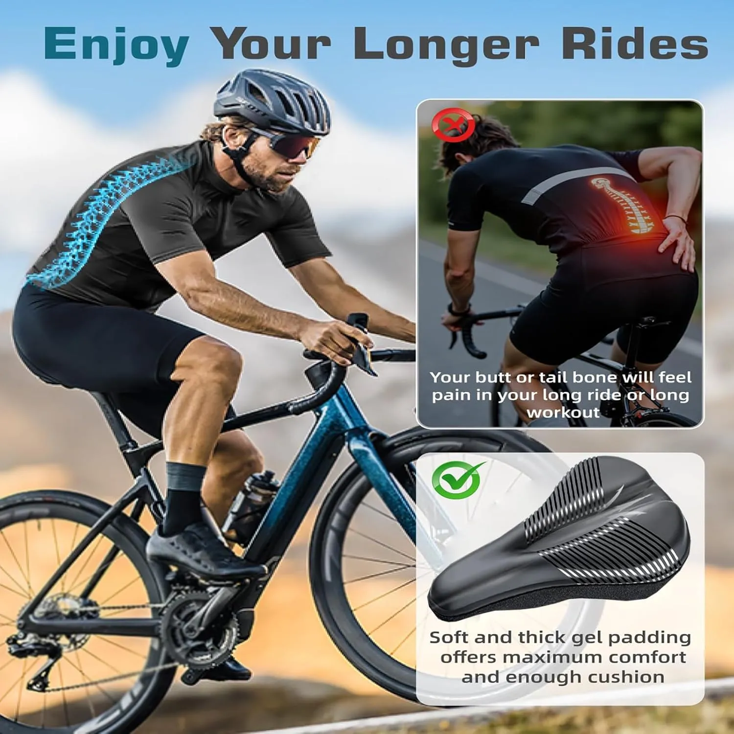 Bike Seat Cushion for Bianchi Specialissima Disc Specialissima Pantani SPECIALISSIMA PRO, Memory Foam & Gel Padded Cover Bicycle Seat for Men Women Shock-Absorbing Comfort Bike Seat Pad,C