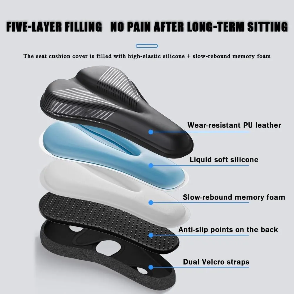 Bike Seat Cushion for Diamondback Haanjo Comp Hawrelak Heist 3 Hook Insight, Memory Foam & Gel Padded Cover Bicycle Seat for Men Women Shock-Absorbing Comfort Bike Seat Pad,D