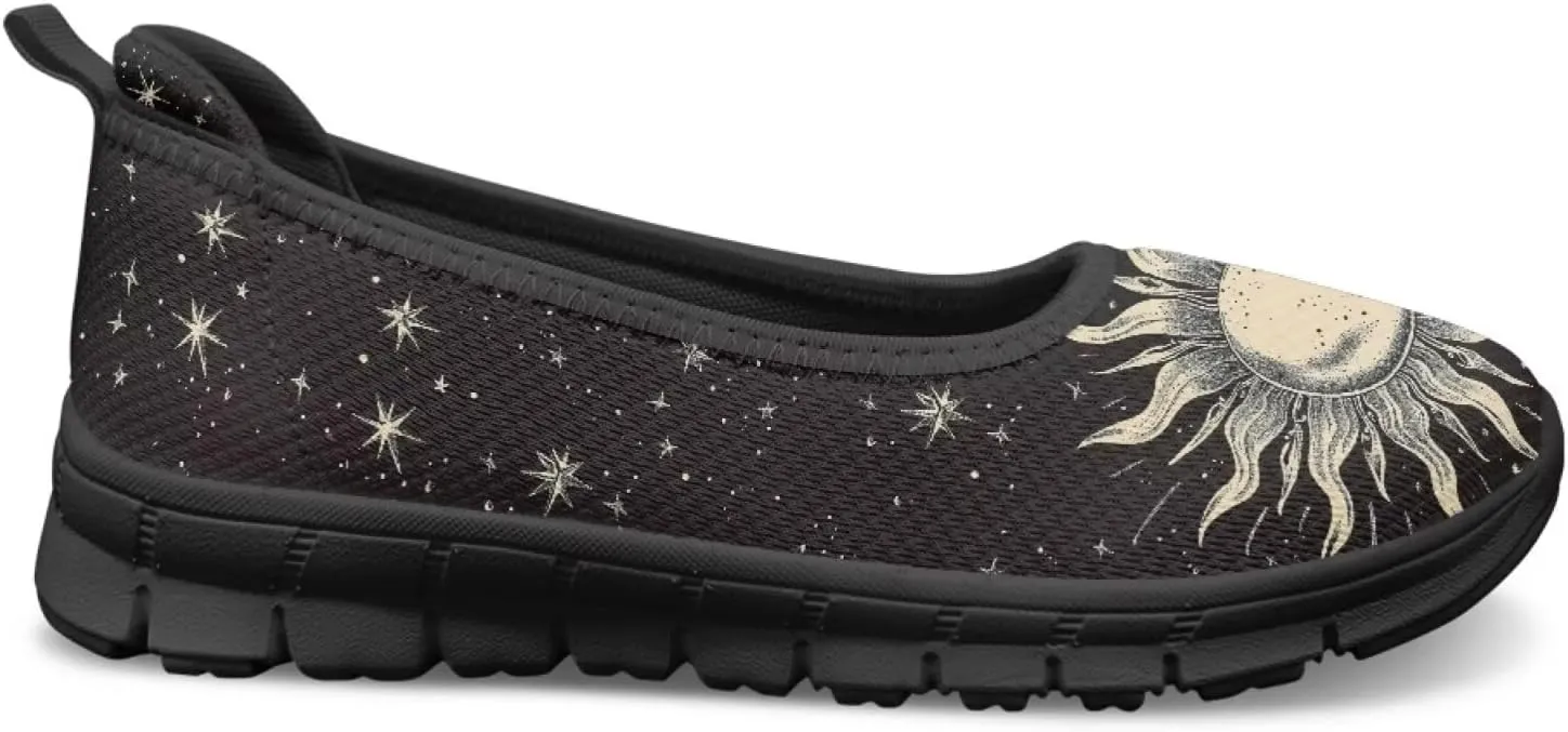 Binienty Women's Slip on Sneaker Shoe Fashion Ballet Loafer Flats Stretch Knit Upper Arch Support Nurse Teacher Shoes