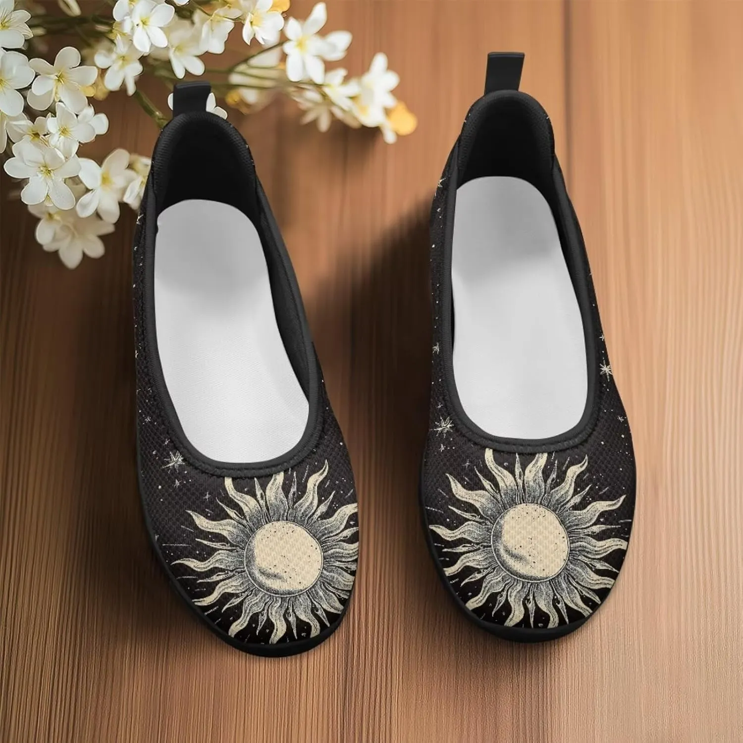 Binienty Women's Slip on Sneaker Shoe Fashion Ballet Loafer Flats Stretch Knit Upper Arch Support Nurse Teacher Shoes
