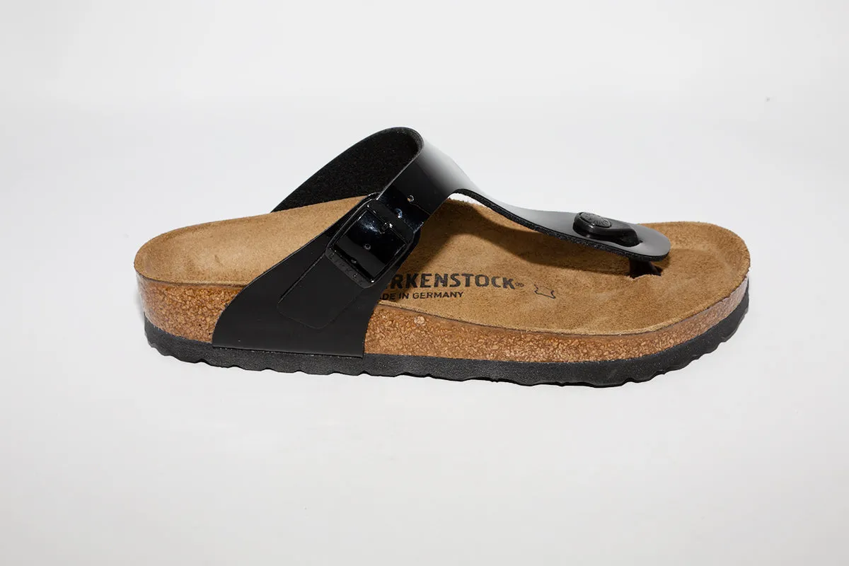 BIRKENSTOCK - GIZEH TOE POST MULE - BLACK PATENT