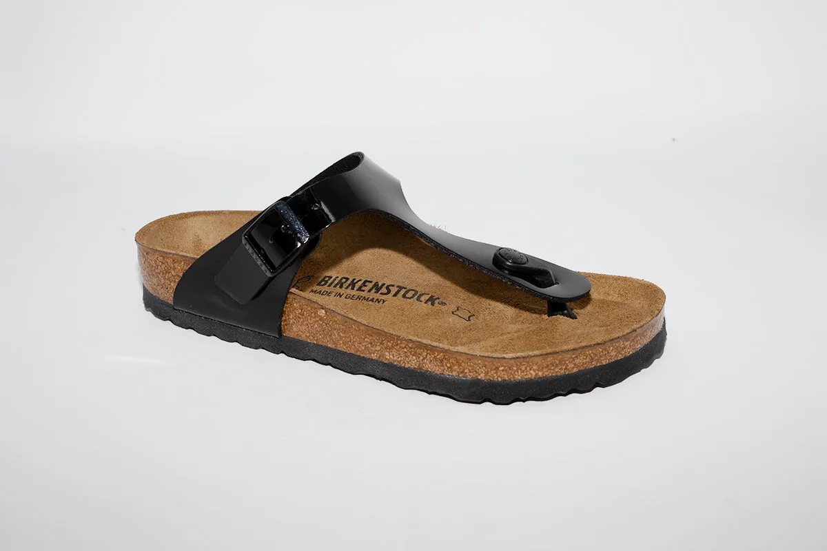 BIRKENSTOCK - GIZEH TOE POST MULE - BLACK PATENT