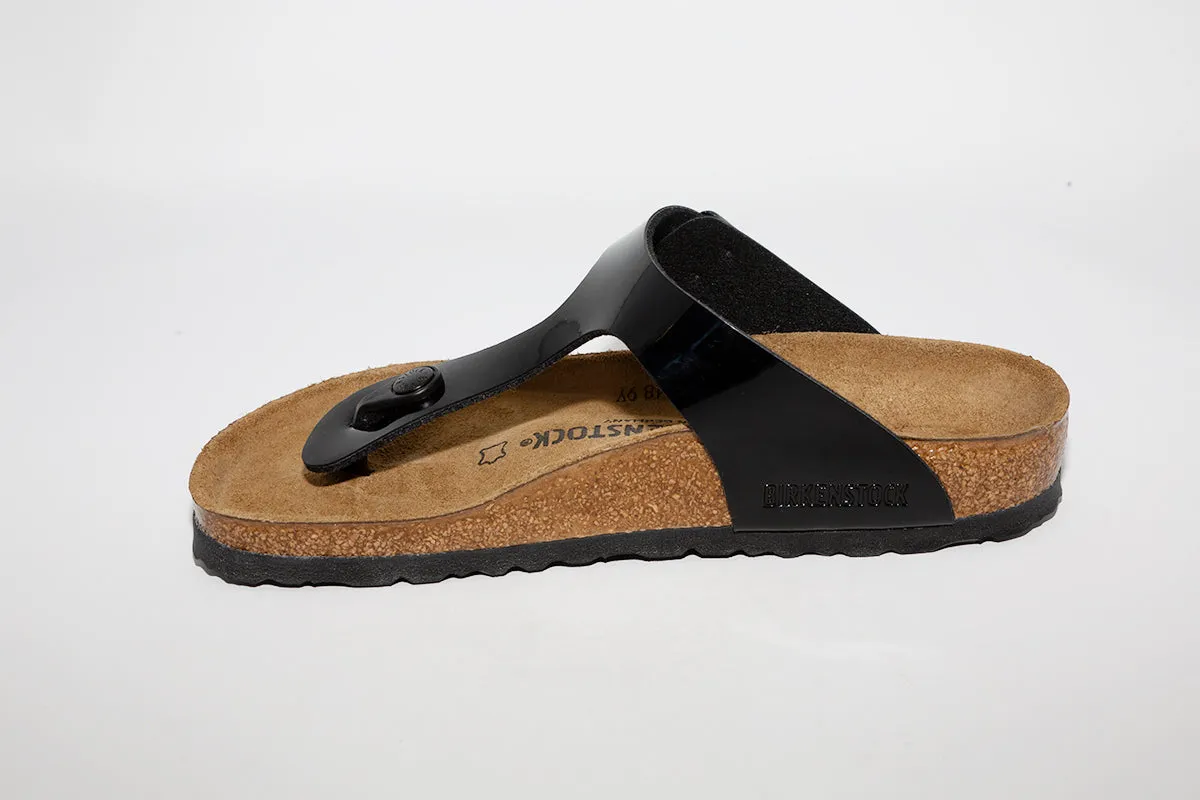 BIRKENSTOCK - GIZEH TOE POST MULE - BLACK PATENT