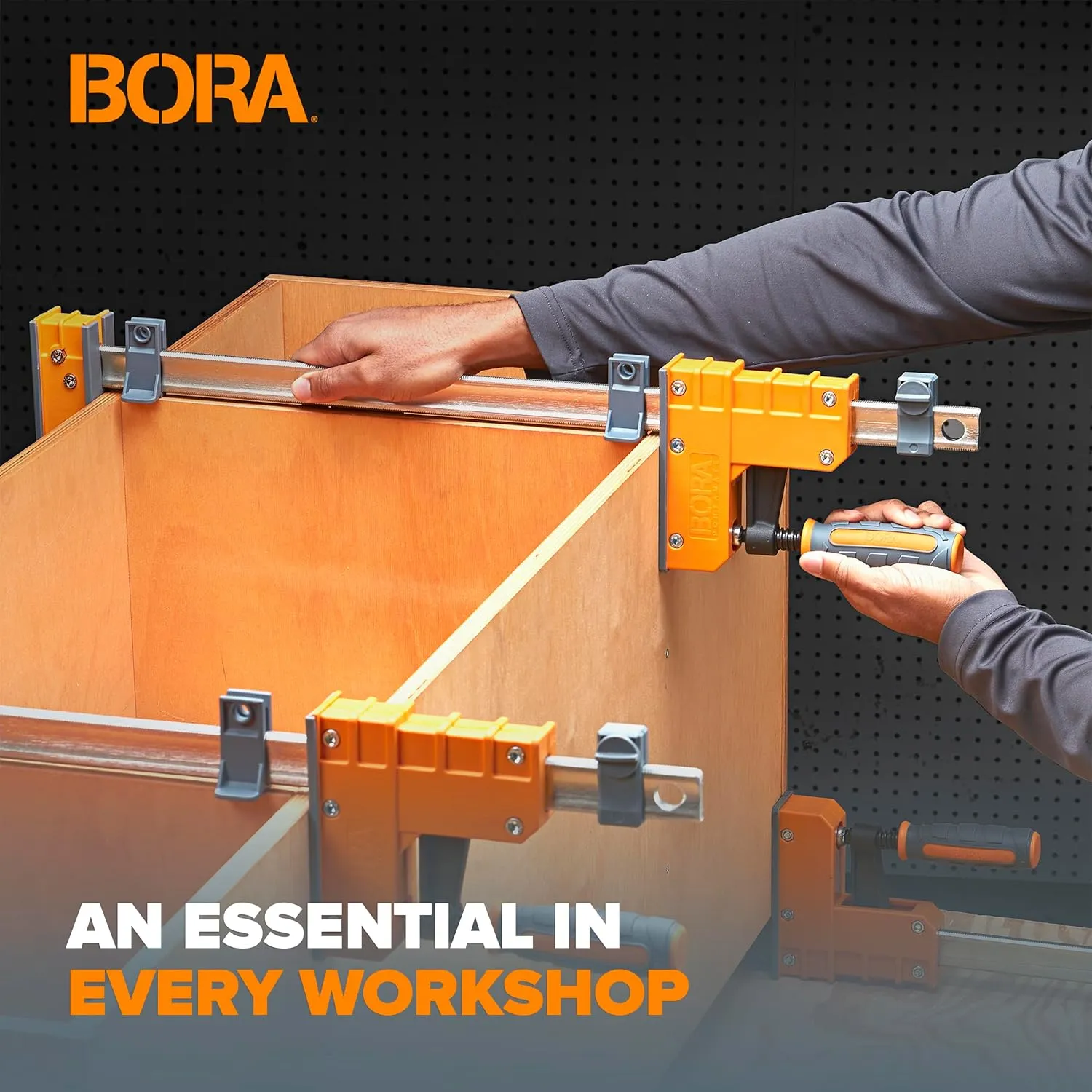 Bora 4 Piece Parallel Clamps for Woodworking Clamps 4 Pack 2 x 24 inch plus 2 x 31 inch Parallel Clamp Spreader Set Bar Clamp 1100 Lbs clamping force Bar Clamp Set 571550I