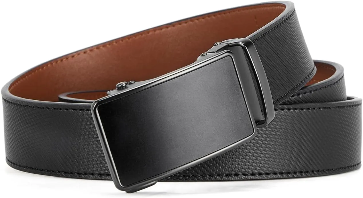 BOSTANTEN Mens Belt Leather Ratchet Belt For Men Dress and Casual with Adjustable Buckle, Trim to Fit