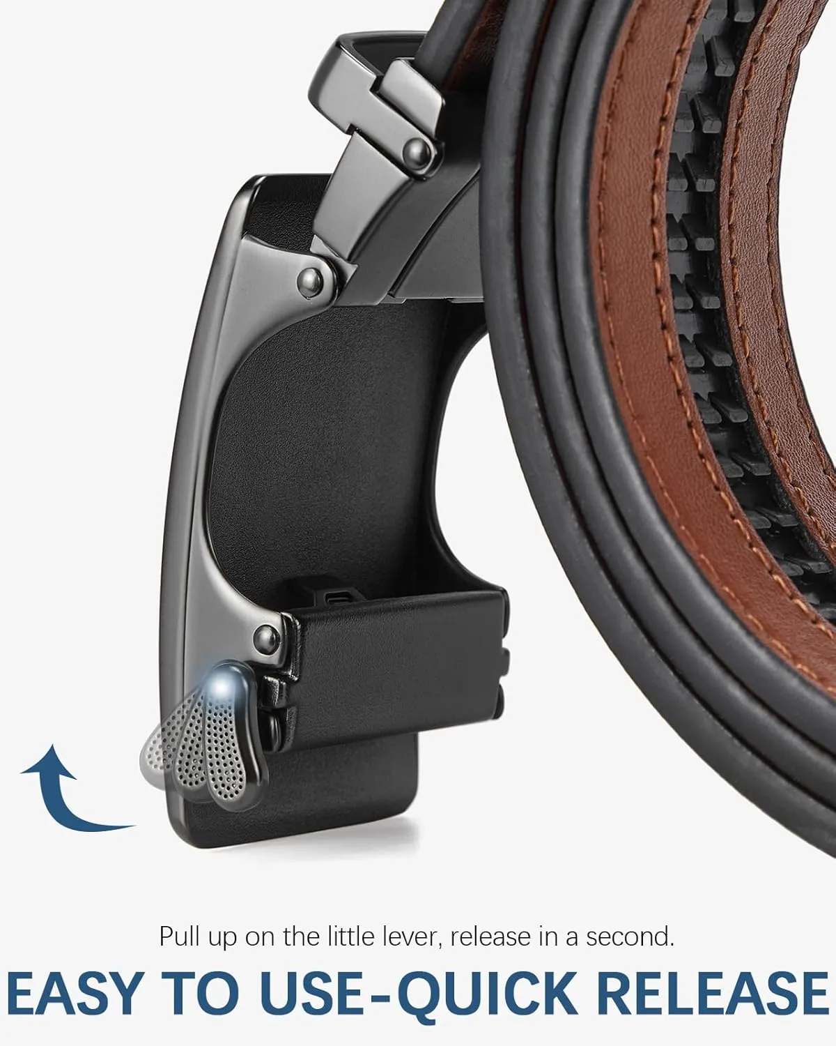 BOSTANTEN Mens Belt Leather Ratchet Belt For Men Dress and Casual with Adjustable Buckle, Trim to Fit