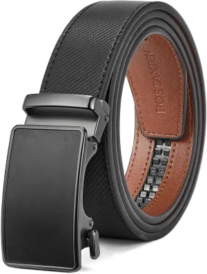 BOSTANTEN Mens Belt Leather Ratchet Belt For Men Dress and Casual with Adjustable Buckle, Trim to Fit