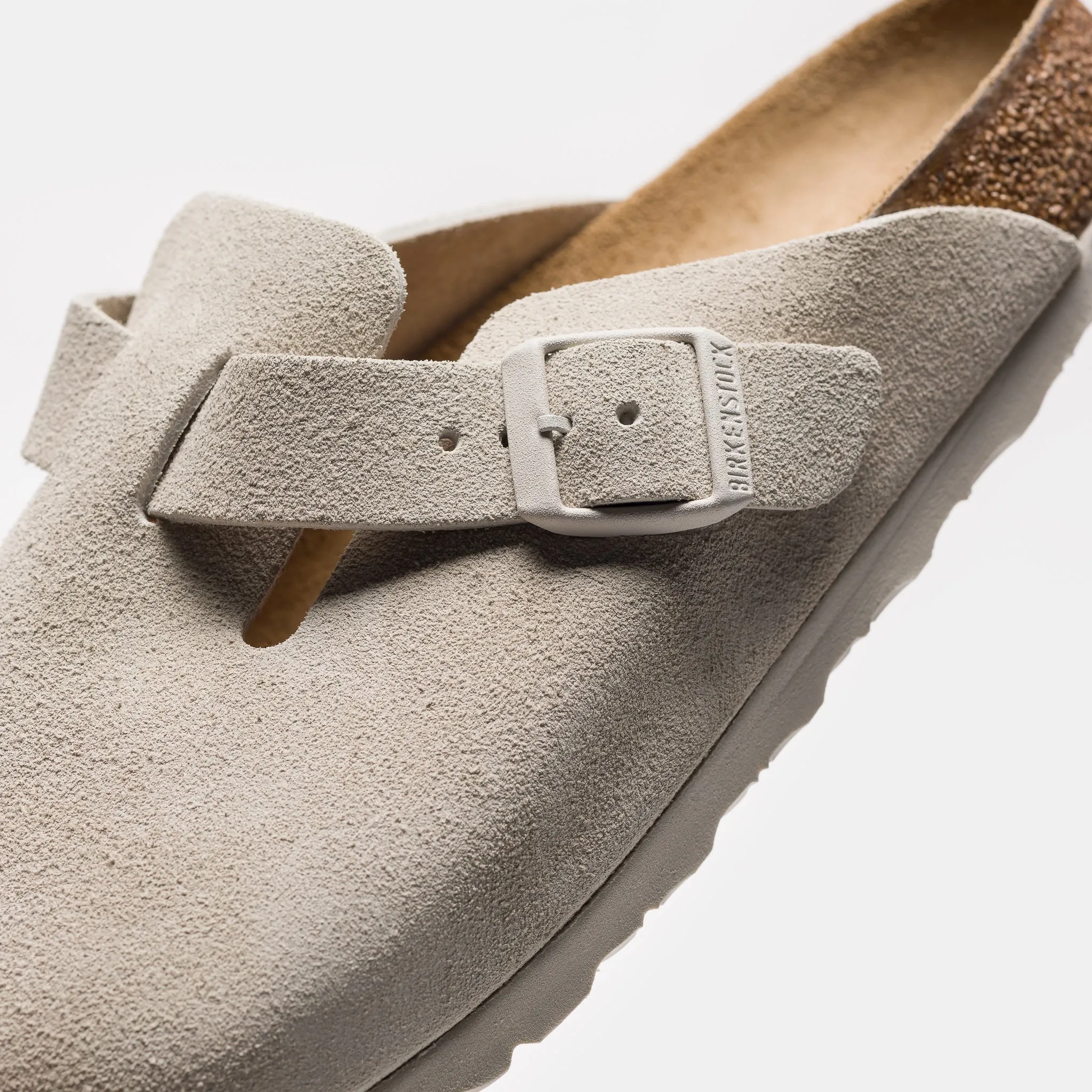 Boston Suede Mule in Antique White