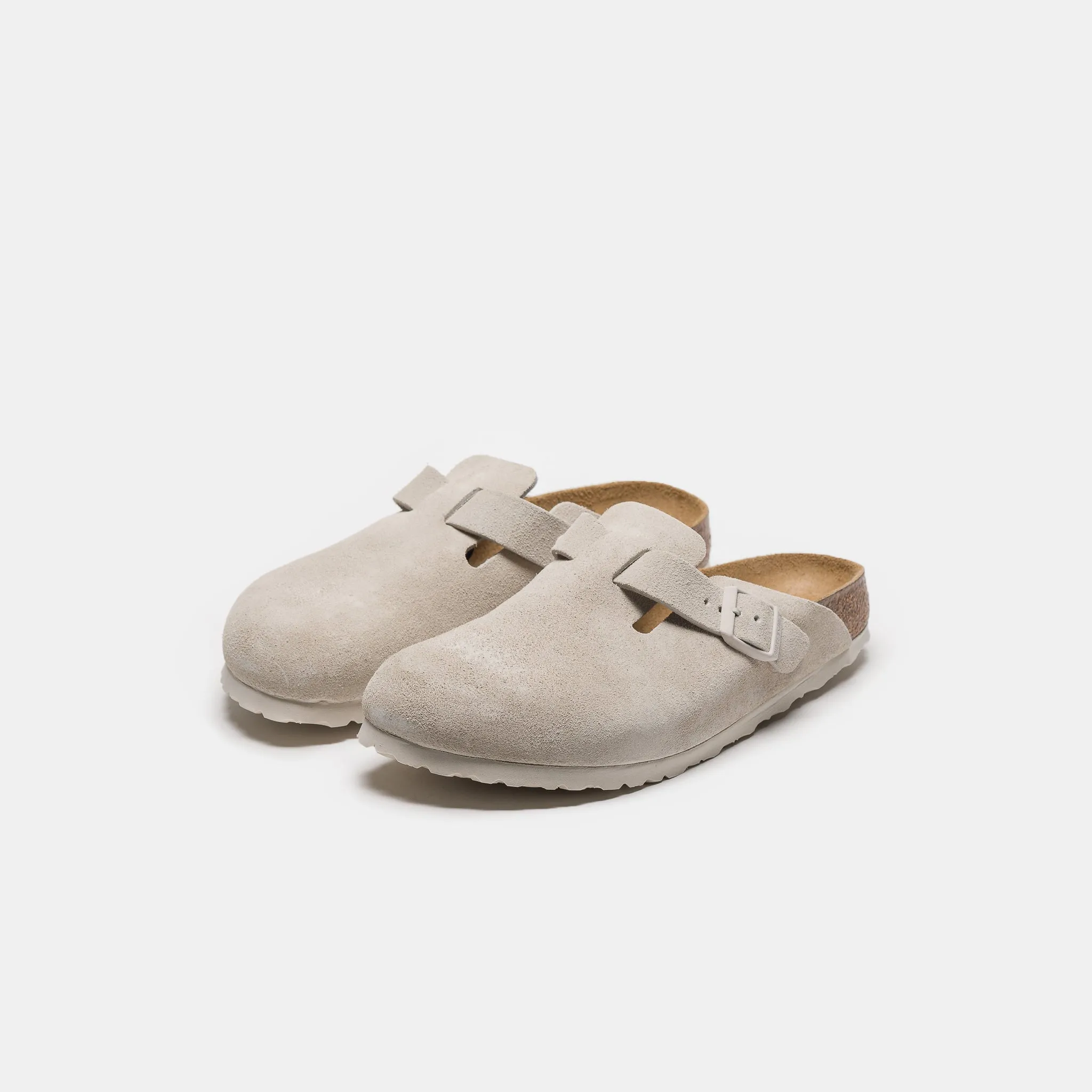 Boston Suede Mule in Antique White