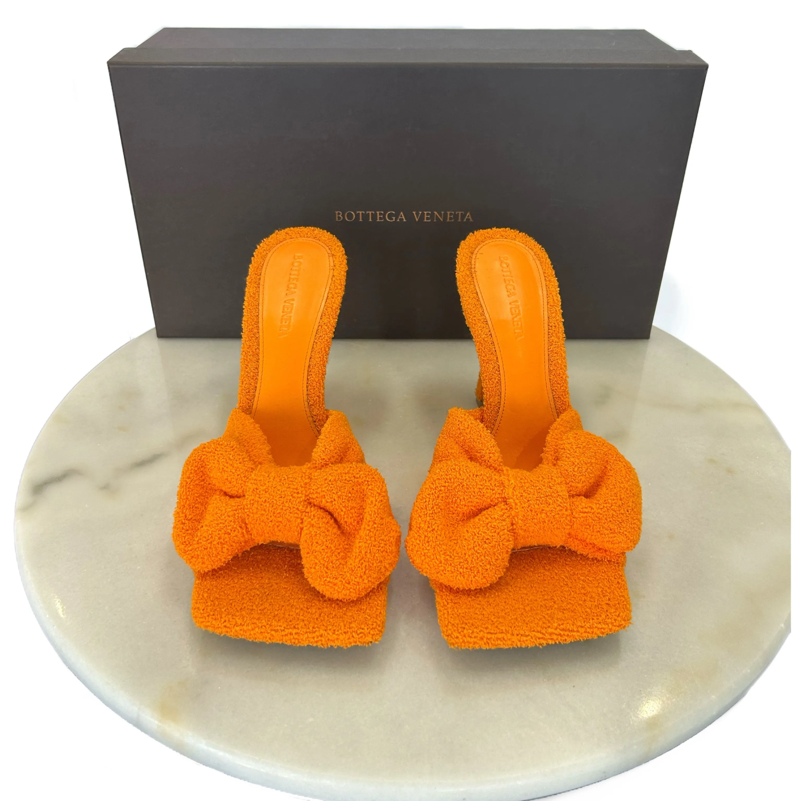 BOTTEGA VENETA - Easy Towel Bow Mule Sandals Sz 39