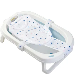 Breathable Mesh Newborn Baby Bath Mat Baby Tub Pillow Adjustable Non-Slip Bath Seat Pad Bath Cushion for Bathtub for 0-18 Months (Style 2-White(mesh))