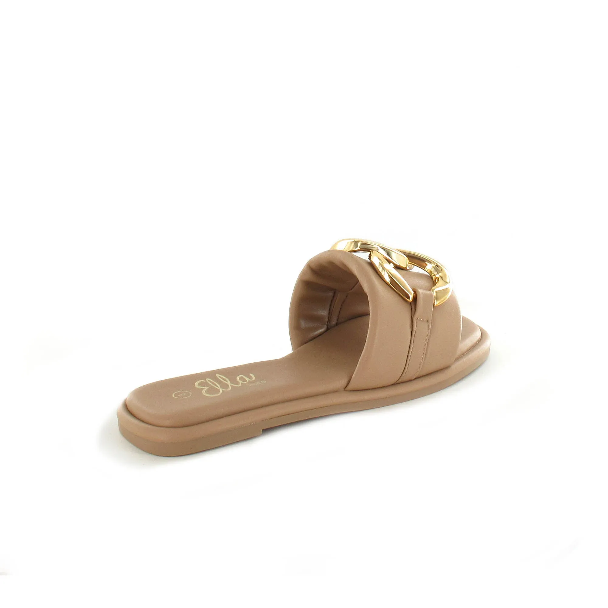 Capri: Beige - Chain Decor Slider Sandals