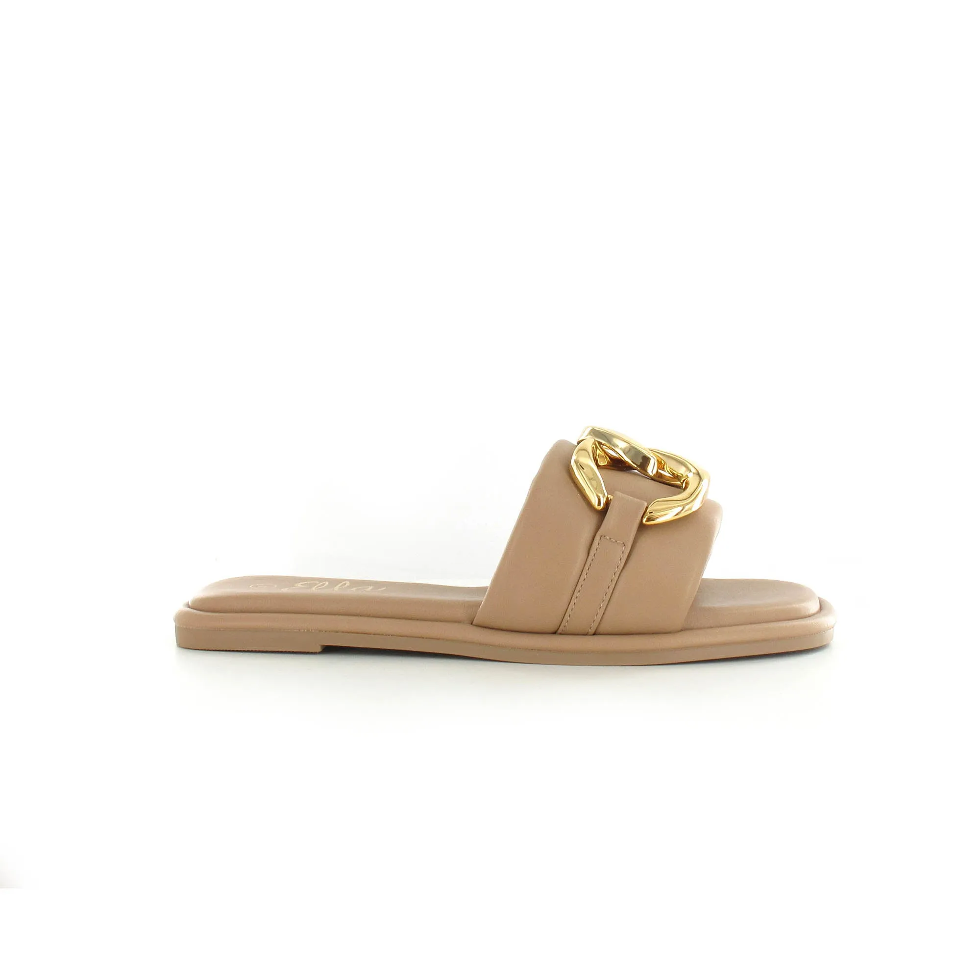 Capri: Beige - Chain Decor Slider Sandals