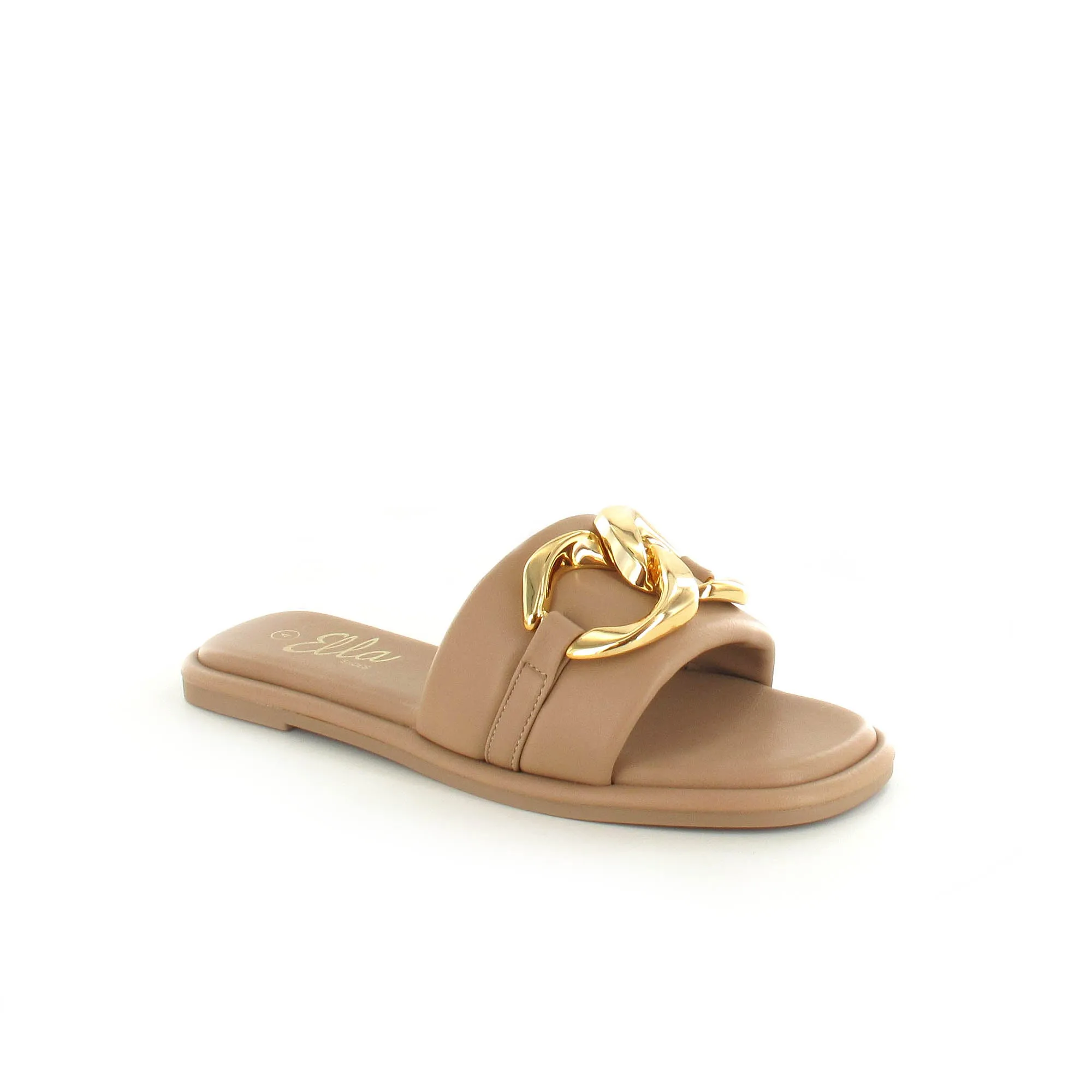 Capri: Beige - Chain Decor Slider Sandals