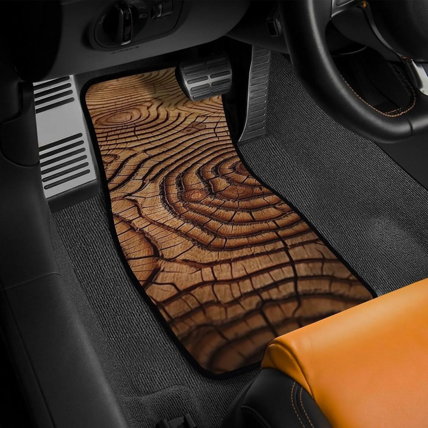 Car Floor Mats 4 Piece Universal Car Floor Mats Texture of Trees Car Mat Set Rubber Floor Mats for Cars Non-Slip Car Foot Pad Car Carpet Decor Heel Pad for Most Vehicles