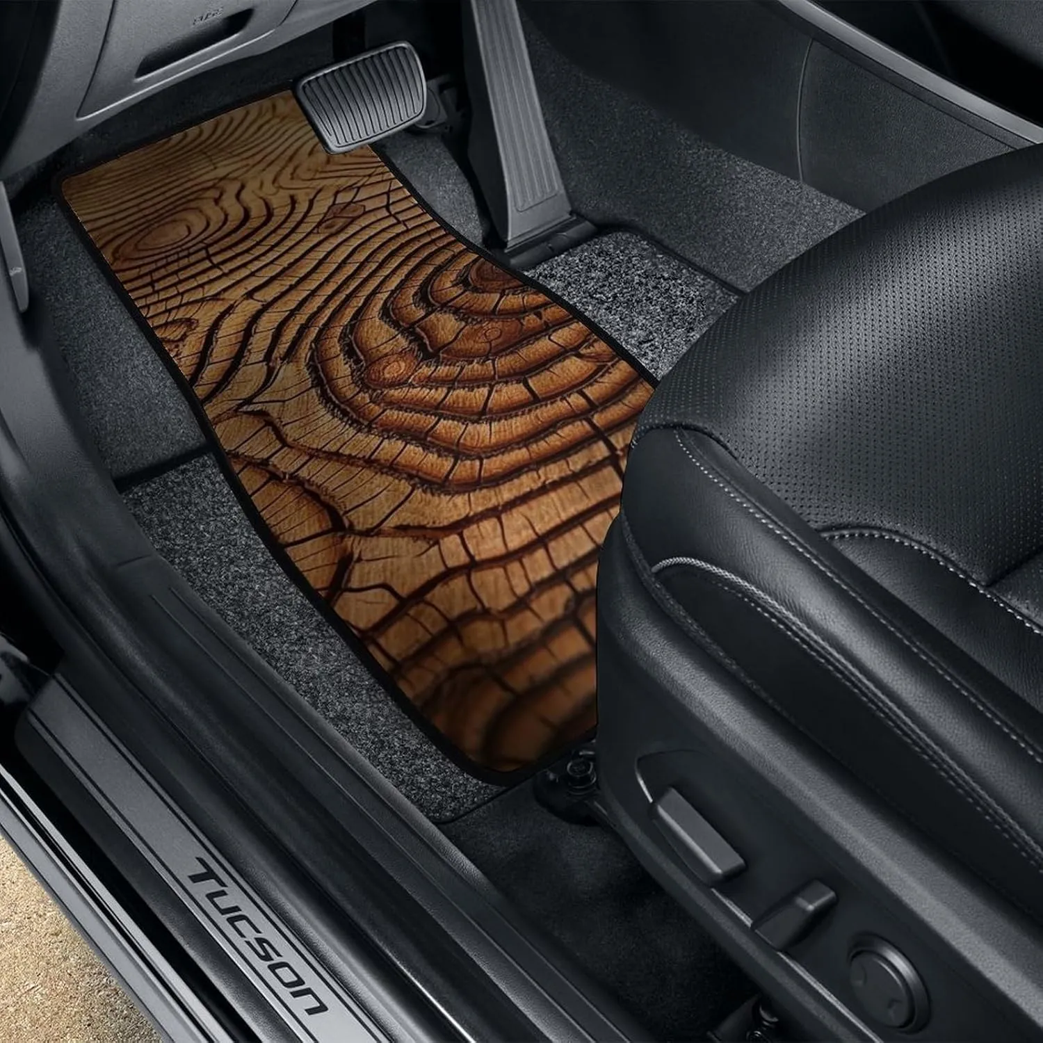 Car Floor Mats 4 Piece Universal Car Floor Mats Texture of Trees Car Mat Set Rubber Floor Mats for Cars Non-Slip Car Foot Pad Car Carpet Decor Heel Pad for Most Vehicles