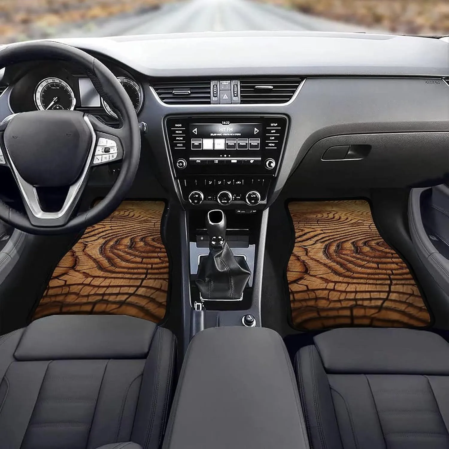 Car Floor Mats 4 Piece Universal Car Floor Mats Texture of Trees Car Mat Set Rubber Floor Mats for Cars Non-Slip Car Foot Pad Car Carpet Decor Heel Pad for Most Vehicles